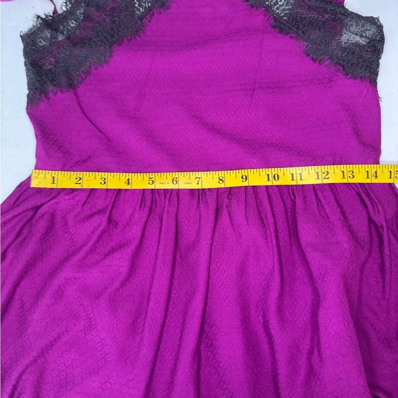 FREE PEOPLE MAGENTA & BLACK LACE GEORGIA FIT AND FLARE SLEEVELESS DRESS - Picture 13 of 13